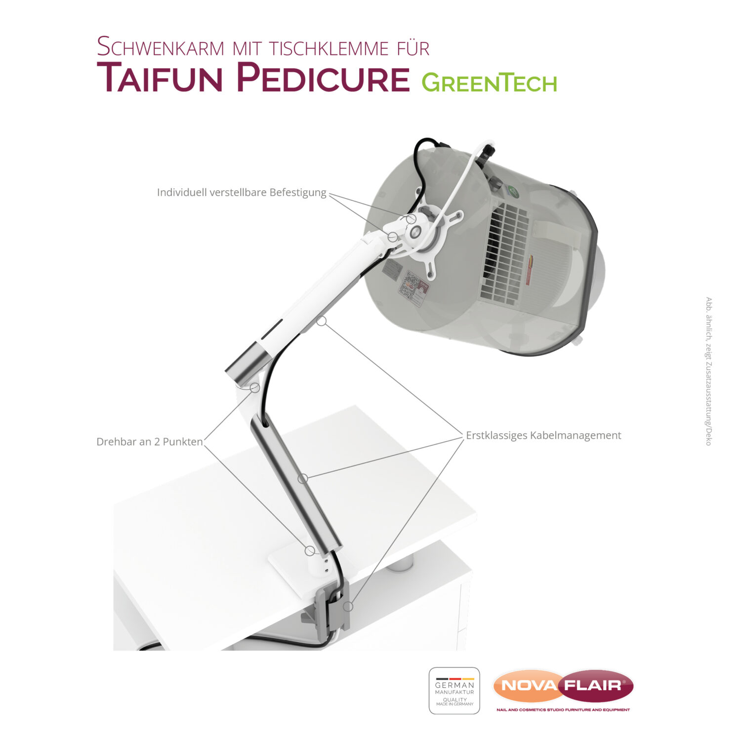 Schwenkarm mit Tischklemme für Taifun Pedicure – Bild 2